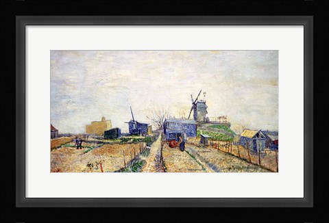 Framed Vegetable Gardens and the Moulin de Blute-Fin on Montmartre, 1887 Print