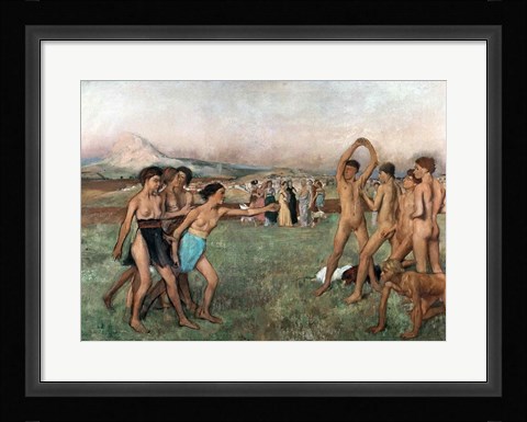 Framed Young Spartans Exercising, c.1860 Print