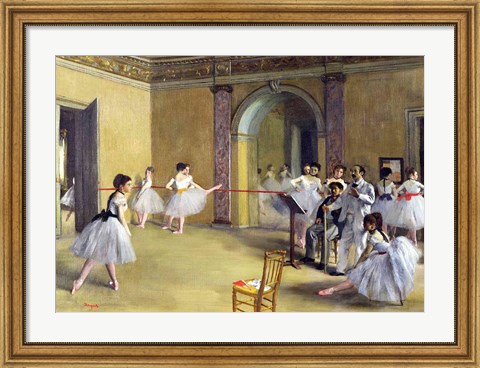 Framed Dance Foyer at the Opera on the rue Le Peletier, 1872 Print