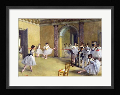 Framed Dance Foyer at the Opera on the rue Le Peletier, 1872 Print