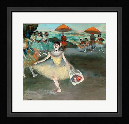 Framed Dancer with bouquet, curtseying, 1877 Print