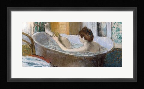Framed Woman in her Bath, Sponging her Leg, c.1883 Print