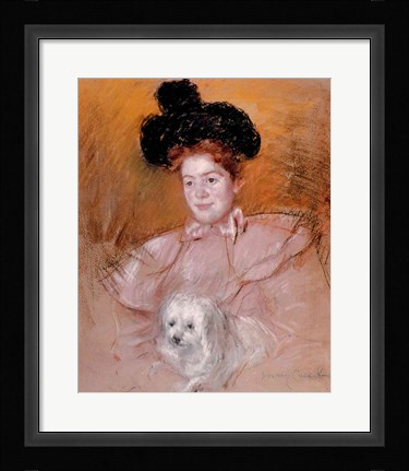 Framed Woman holding a dog Print