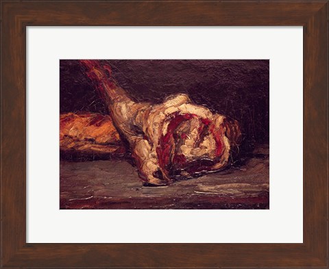 Framed Still Life of a Leg of Mutton and Bread, 1865 Print