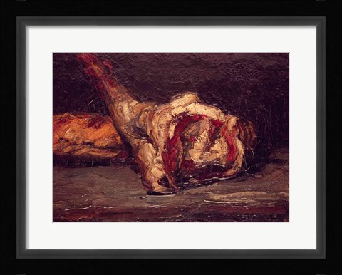 Framed Still Life of a Leg of Mutton and Bread, 1865 Print