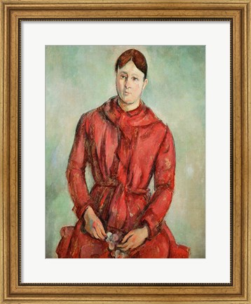 Framed Portrait of Madame Cezanne in a Red Dress Print