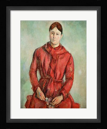 Framed Portrait of Madame Cezanne in a Red Dress Print
