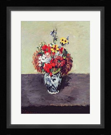 Framed Flowers in a Delft vase Print