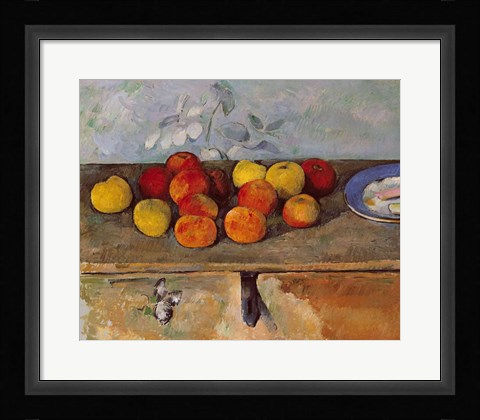 Framed Still life of apples and Biscuits Print