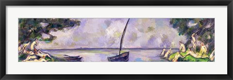 Framed Boat and Bathers Print