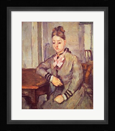 Framed Madame Cezanne Leaning on a Table Print