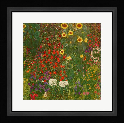 Framed Farm Garden with Flowers Print