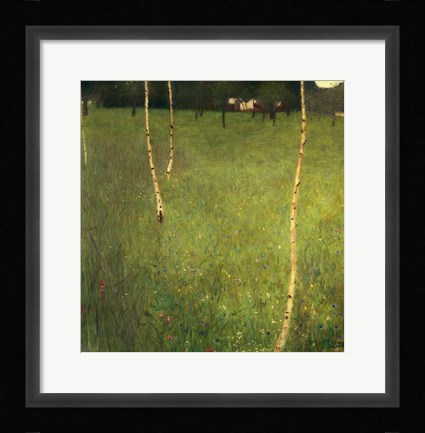 Framed Farmhouse with Birch Trees, 1900 Print