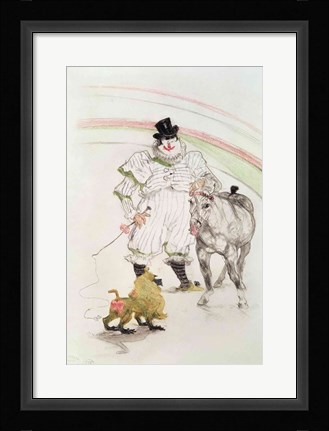 Framed At the Circus: performing horse and monkey, 1899 Print