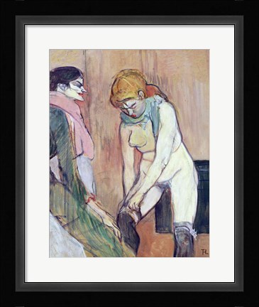 Framed Woman Putting on her Stocking Print