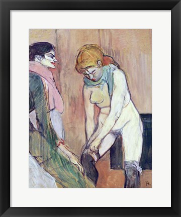 Framed Woman Putting on her Stocking Print