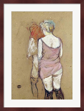 Framed Two Semi-Nude Women at the Maison de la Rue des Moulins, 1894 Print