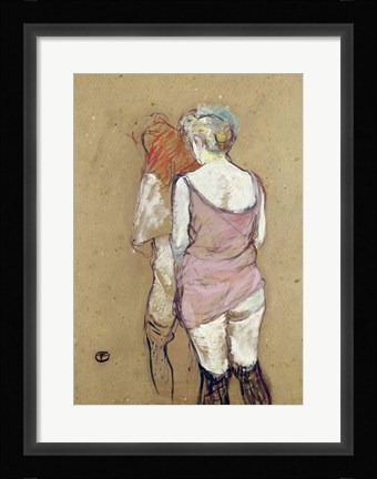 Framed Two Semi-Nude Women at the Maison de la Rue des Moulins, 1894 Print