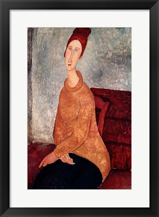 Framed Jeanne Hebuterne in a Yellow Jumper, 1918-19 Print