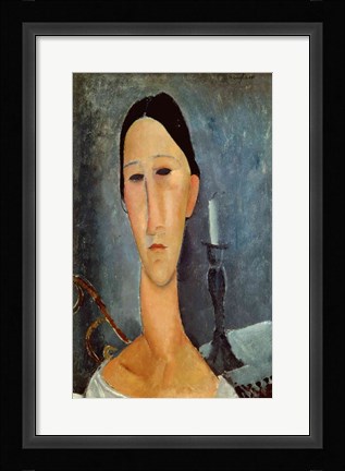 Framed Hanka Zborowska with a Candlestick, 1919 Print