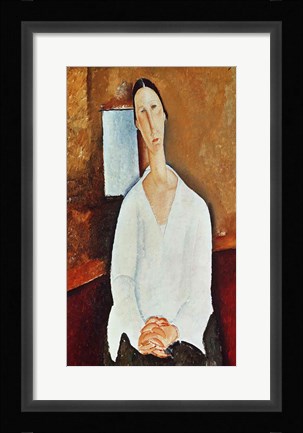 Framed Madame Zborowska with Clasped Hands, c.1917 Print