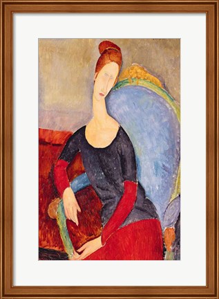 Framed Mme Hebuterne in a Blue Chair, 1918 Print