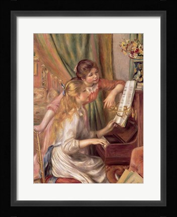 Framed Young Girls at the Piano, 1892 Print