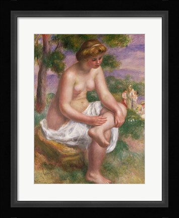 Framed Seated Bather in a Landscape Print