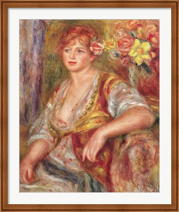 Framed Blonde Woman with a Rose Print