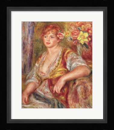 Framed Blonde Woman with a Rose Print