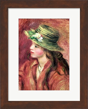Framed Young Girl in a Straw Hat Print