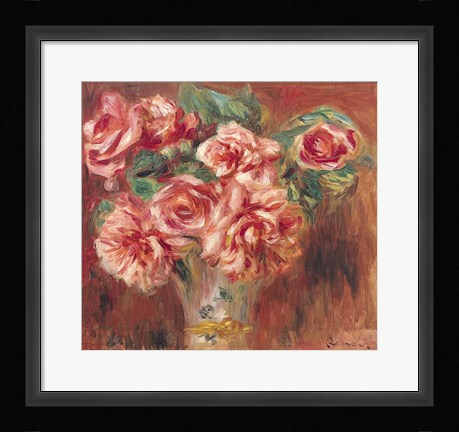 Framed Roses in a Vase, c.1890 Print