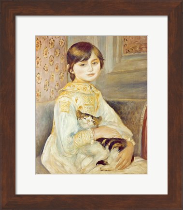 Framed Julie Manet with Cat, 1887 Print