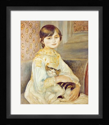 Framed Julie Manet with Cat, 1887 Print