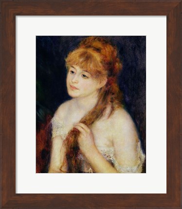 Framed Young Woman Braiding her Hair, 1876 Print