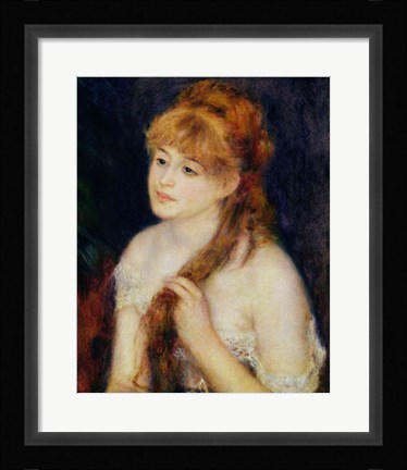 Framed Young Woman Braiding her Hair, 1876 Print