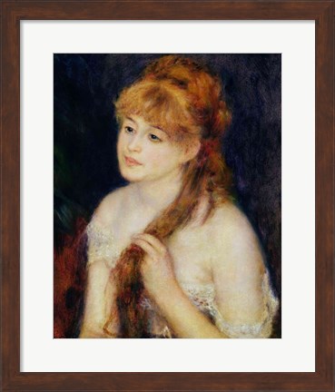 Framed Young Woman Braiding her Hair, 1876 Print
