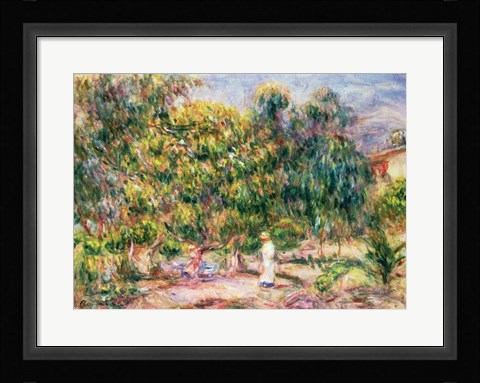 Framed woman in white in the garden of Les Colettes, 1915 Print