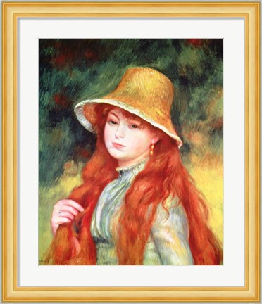 Framed Young girl in a straw hat, 1884 Print