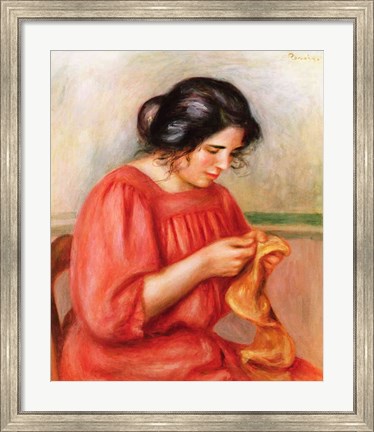 Framed Gabrielle darning, 1908 Print