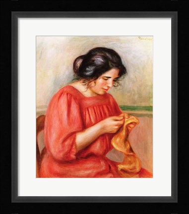Framed Gabrielle darning, 1908 Print