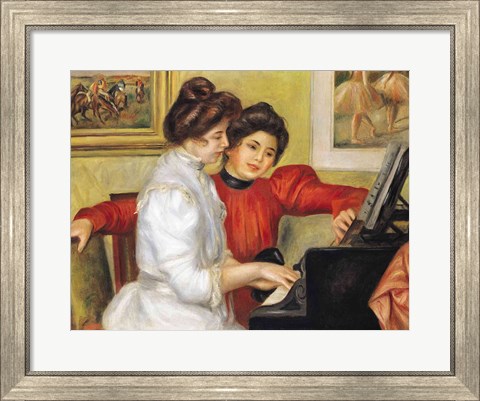 Framed Yvonne and Christine Lerolle at the piano, 1897 Print