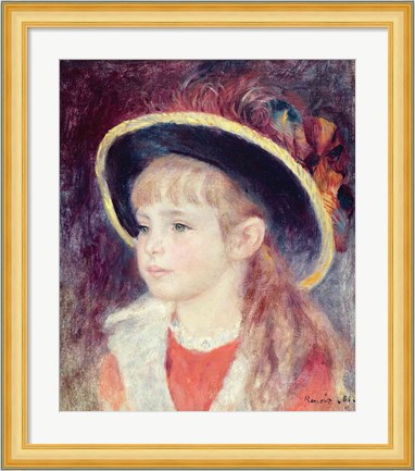 Framed Portrait of a Young Girl in a Blue Hat, 1881 Print