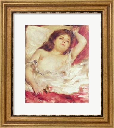Framed Semi-Nude Woman in Bed: The Rose, before 1872 Print