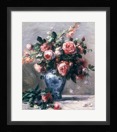 Framed Vase of Roses Print