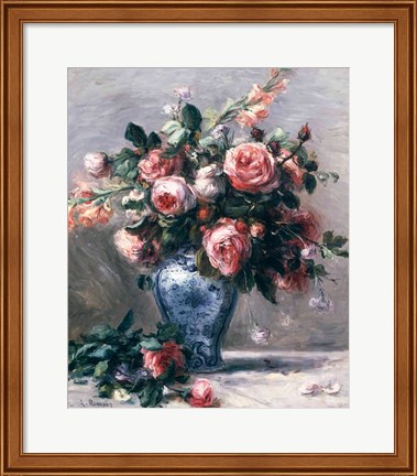 Framed Vase of Roses Print