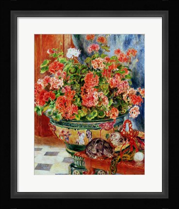 Framed Geraniums and Cats, 1881 Print