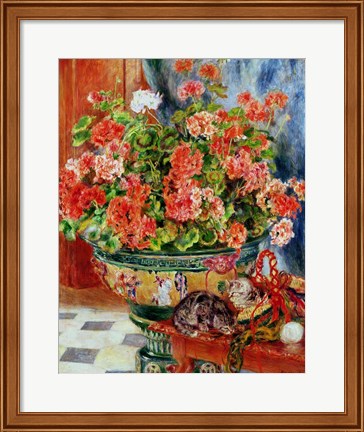 Framed Geraniums and Cats, 1881 Print