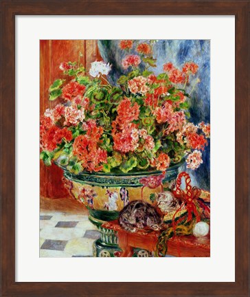 Framed Geraniums and Cats, 1881 Print