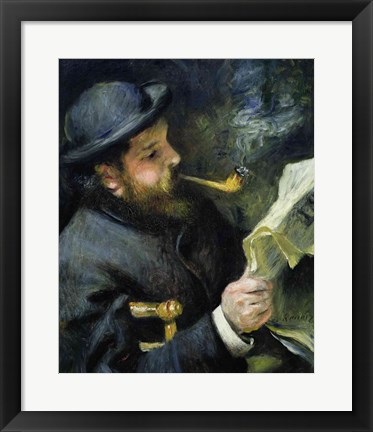 Framed Claude Monet reading a newspaper Print
